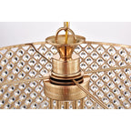 Round Beaded Drum Chandelier with Hanging Crystals