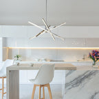 Black/ Gold Modern Aluminum LED Chandelier Linear Sputnik Ceiling Pendant Light for Living/ Dining Room/ Kitchen