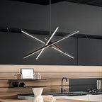 Black/ Gold Modern Aluminum LED Chandelier Linear Sputnik Ceiling Pendant Light for Living/ Dining Room/ Kitchen