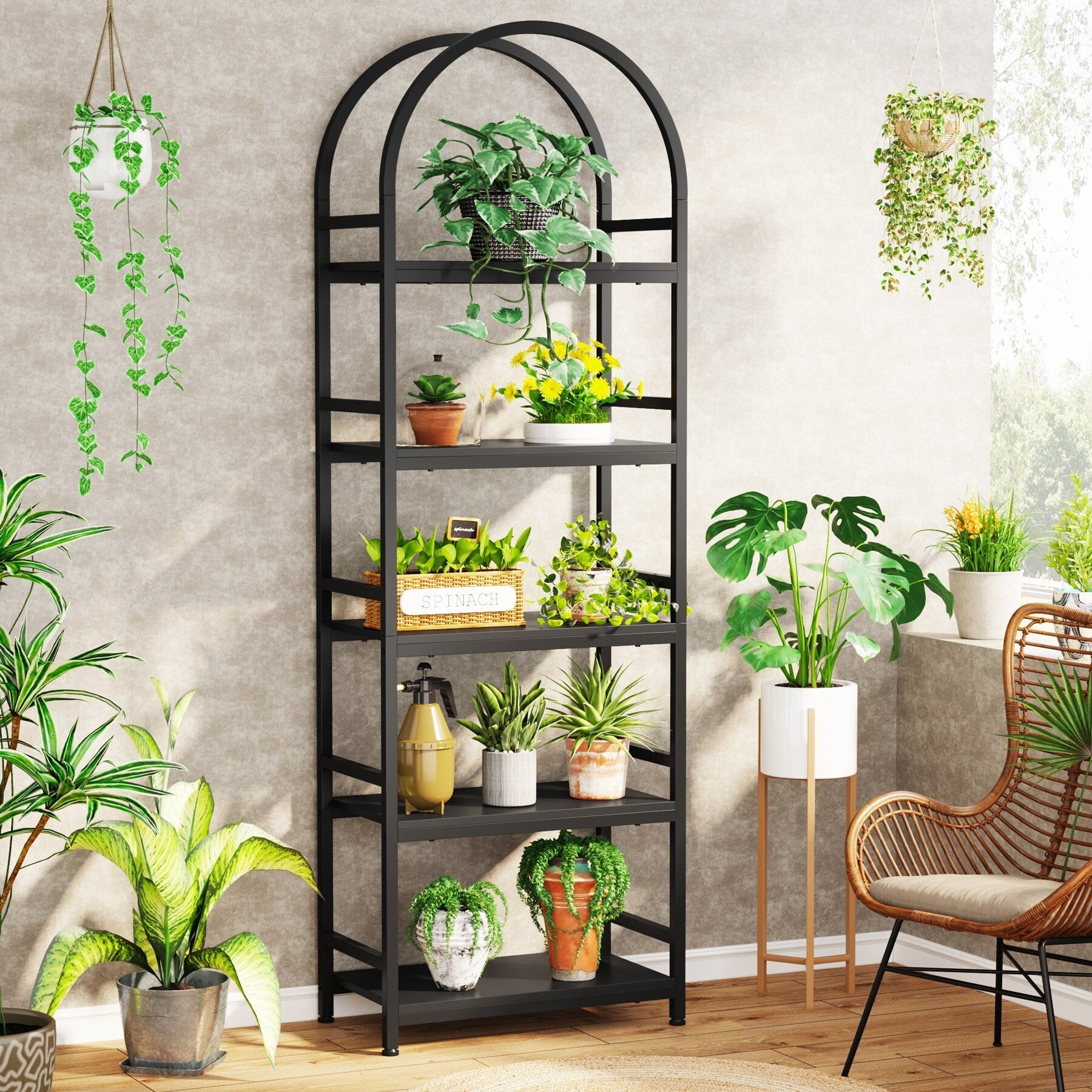 Open Bookshelf, Industrial Bookcase Storage Shelves with Metal Frame