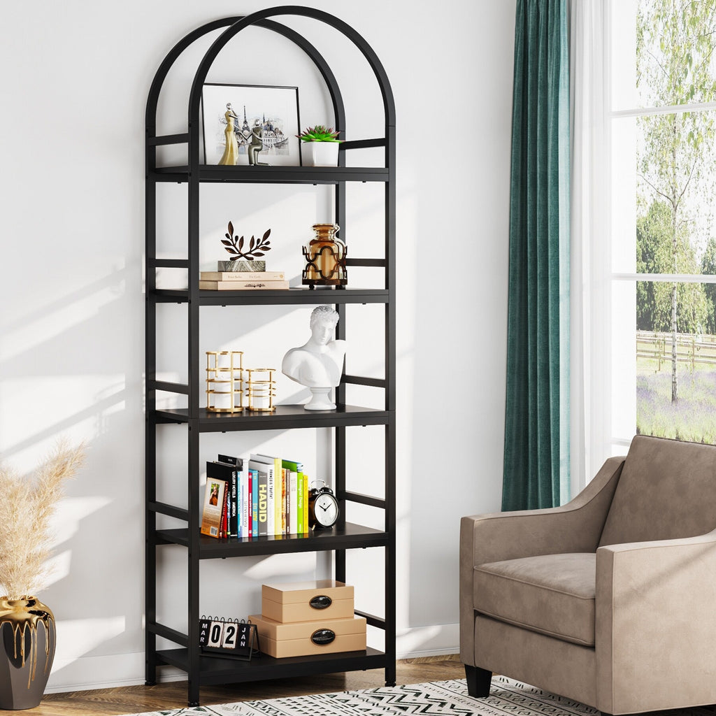 Open Bookshelf, Industrial Bookcase Storage Shelves with Metal Frame