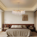 40 in. Gold Modern Crystal Chandelier Tree Branches Rectangular Chandelier Kitchen Island Pendent Light for Dining Room