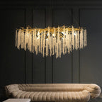 40 in. Gold Modern Crystal Chandelier Tree Branches Rectangular Chandelier Kitchen Island Pendent Light for Dining Room
