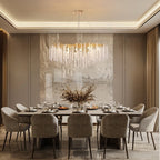 40 in. Gold Modern Crystal Chandelier Tree Branches Rectangular Chandelier Kitchen Island Pendent Light for Dining Room