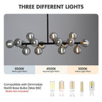 40 in. Linear Mid Century Modern Chandelier 16-Light Gold Brass Sputnik Pendant Light with Frosted Glass Globe for Dining Room