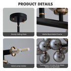 40 in. Linear Mid Century Modern Chandelier 16-Light Gold Brass Sputnik Pendant Light with Frosted Glass Globe for Dining Room