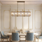 40 in. Linear Modern Crystal Chandeliers 16-Light Brass Gold Rectangular Chandelier for Dining Living Room Kitchen Island