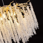40 in. Gold Modern Crystal Chandelier Tree Branches Rectangular Chandelier Kitchen Island Pendent Light for Dining Room