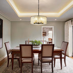 5-Light Modern Round Drum Chandelier, Classic Semi Flush Mount Chandelier, Kitchen Island Pendant Light for Dining Room