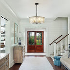 5-Light Modern Round Drum Chandelier, Classic Semi Flush Mount Chandelier, Kitchen Island Pendant Light for Dining Room