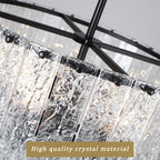 5-Light Modern Round Drum Chandelier, Classic Semi Flush Mount Chandelier, Kitchen Island Pendant Light for Dining Room