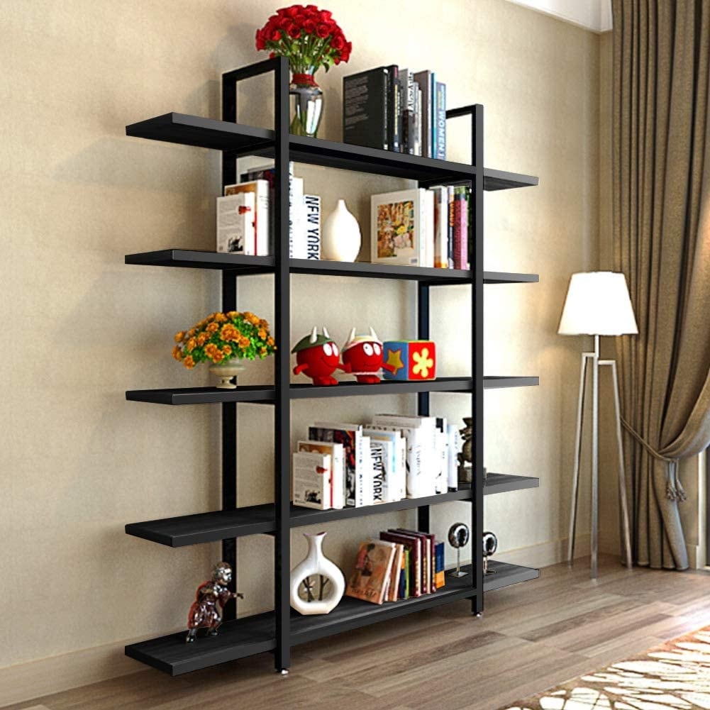 5-Tier Bookshelf, Vintage Industrial Style Bookcase