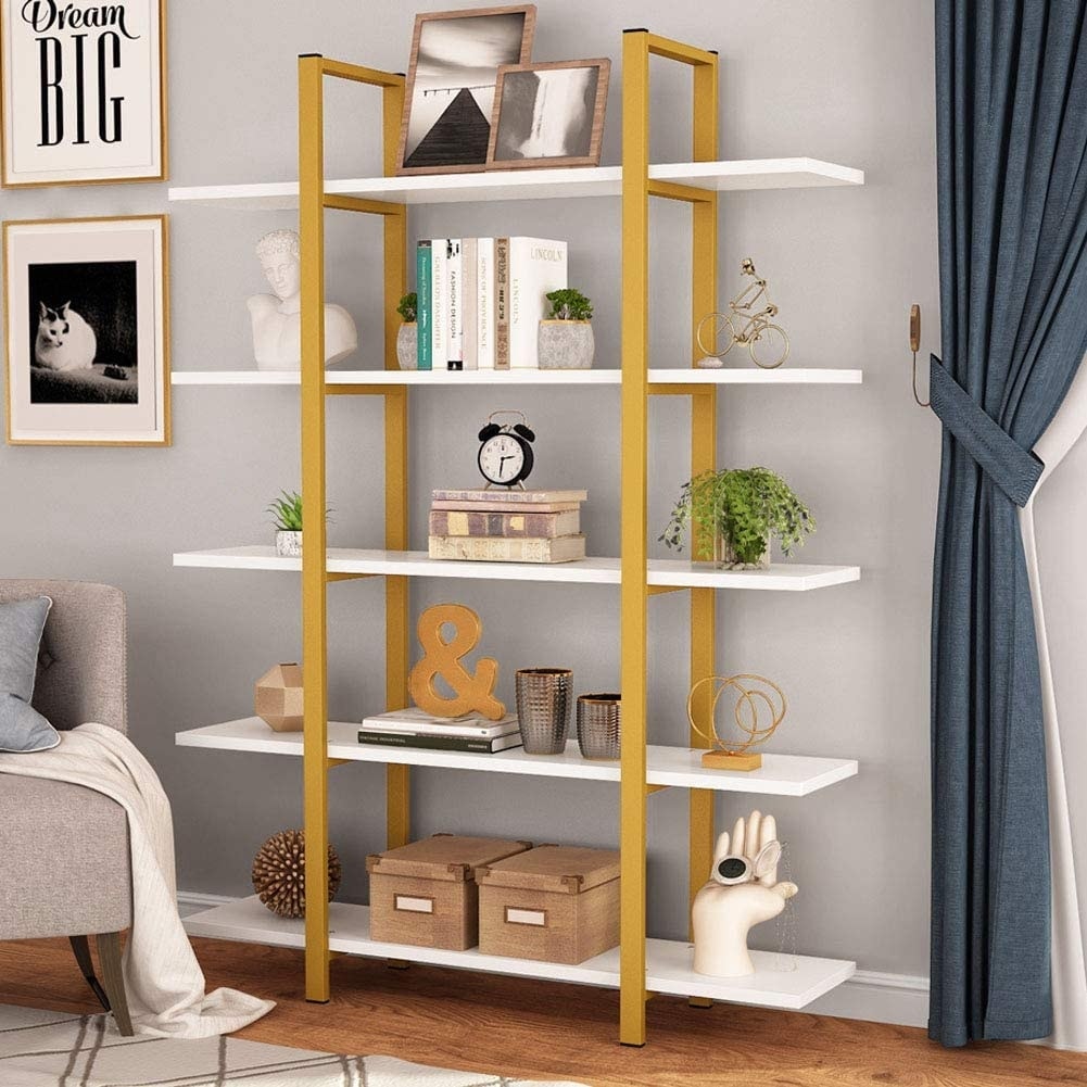 5-Tier Bookshelf, Vintage Industrial Style Bookcase