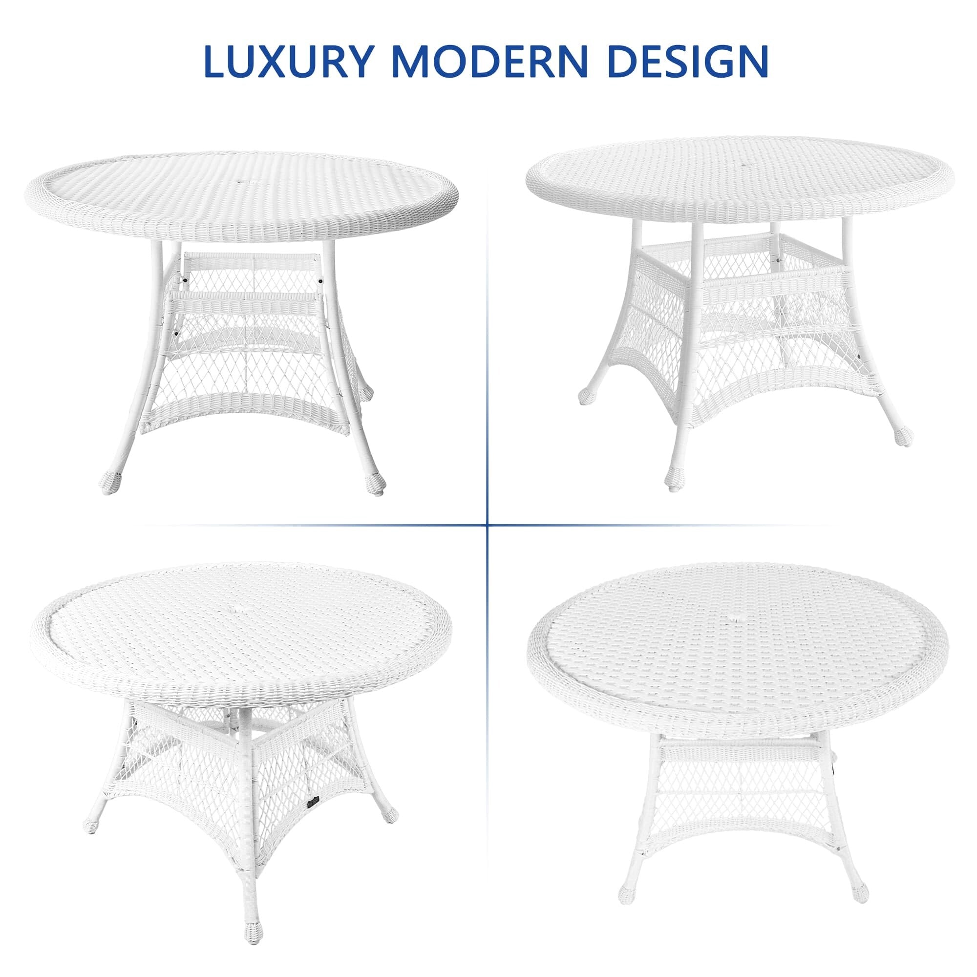 5-piece White Resin Wicker Dining Set