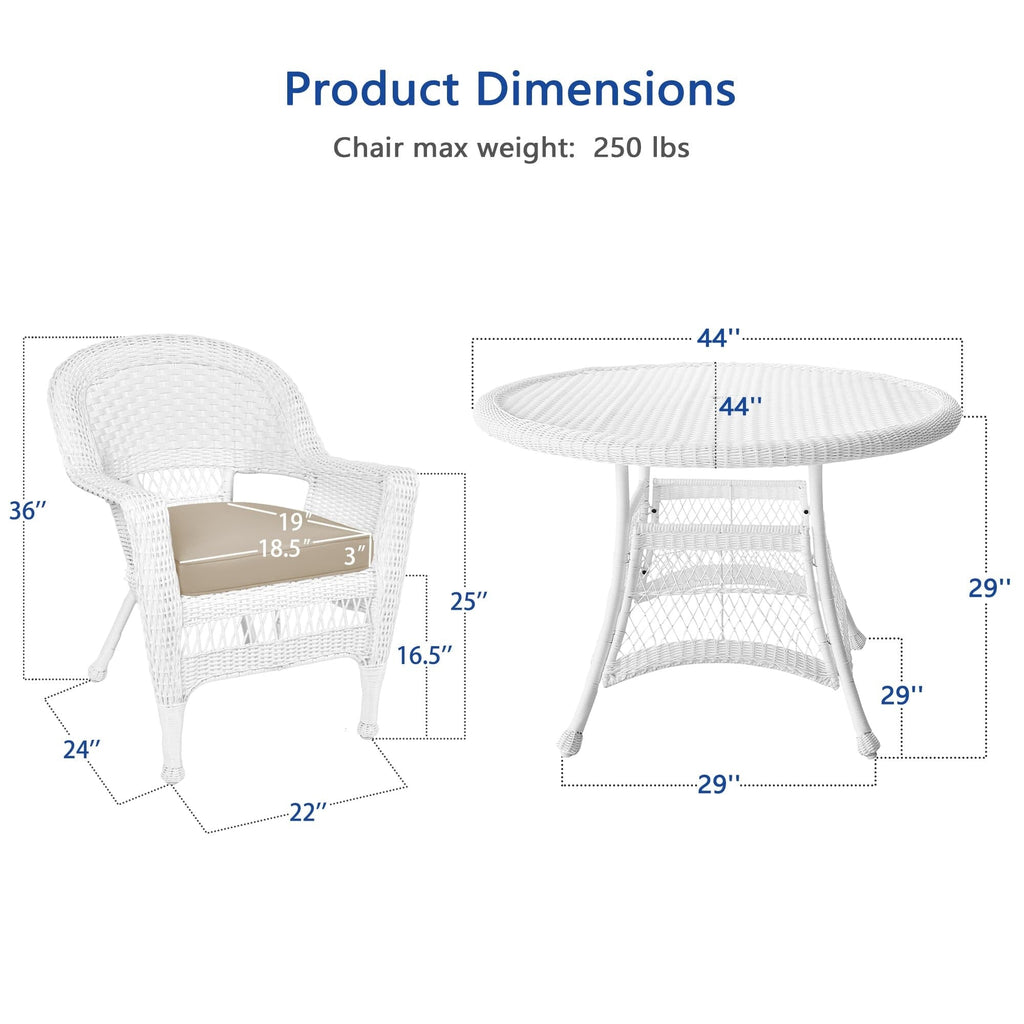 5-piece White Resin Wicker Dining Set