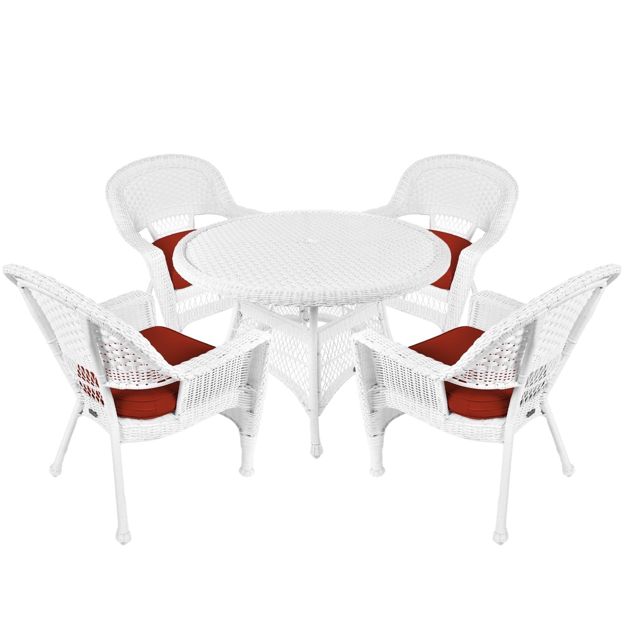5-piece White Resin Wicker Dining Set