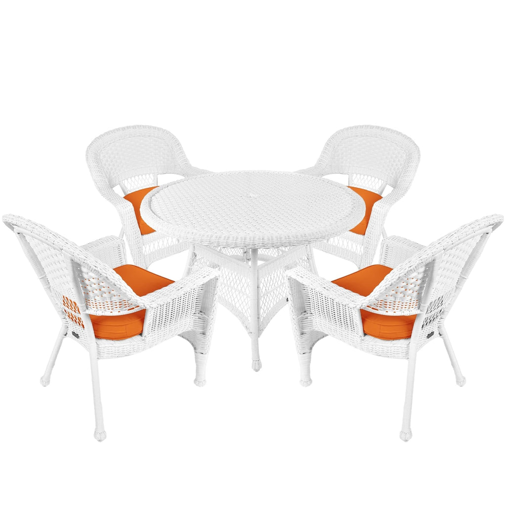 5-piece White Resin Wicker Dining Set