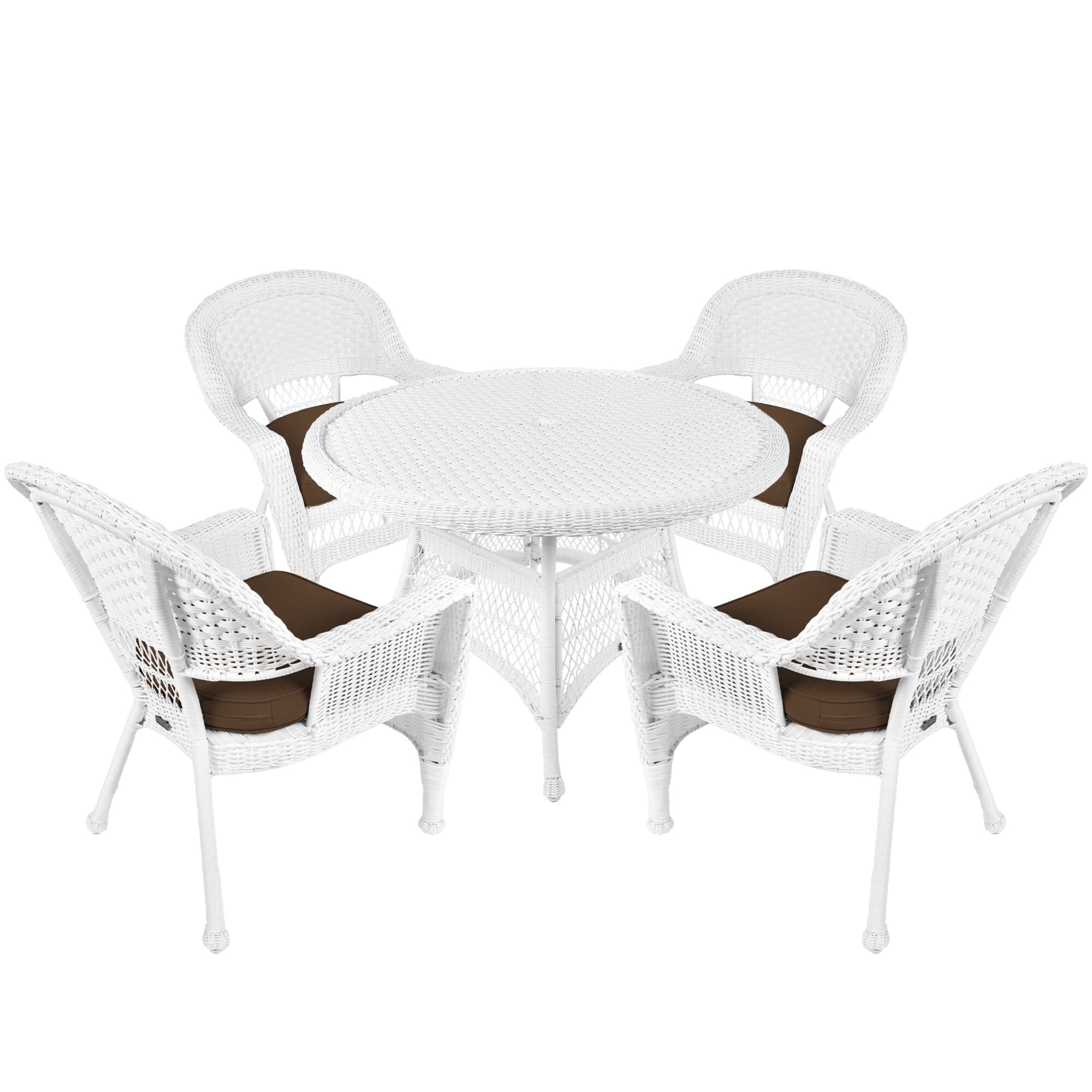 5-piece White Resin Wicker Dining Set