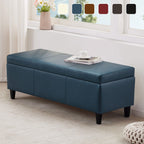 50.3 x 17.50 x 18 Upholstered Rectangular Storage Ottoman-Faux Leather