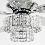 52-inch Chrome Wooden 5-blade Modern Crystal Ceiling Fan with Remote