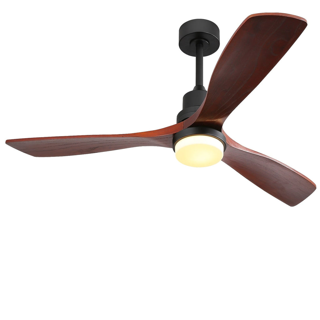Sofucor 52 Indoor Wood Ceiling Fan Light with Remote, Integrated Light Optional
