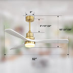 Sofucor 52 Indoor Wood Ceiling Fan Light with Remote, Integrated Light Optional