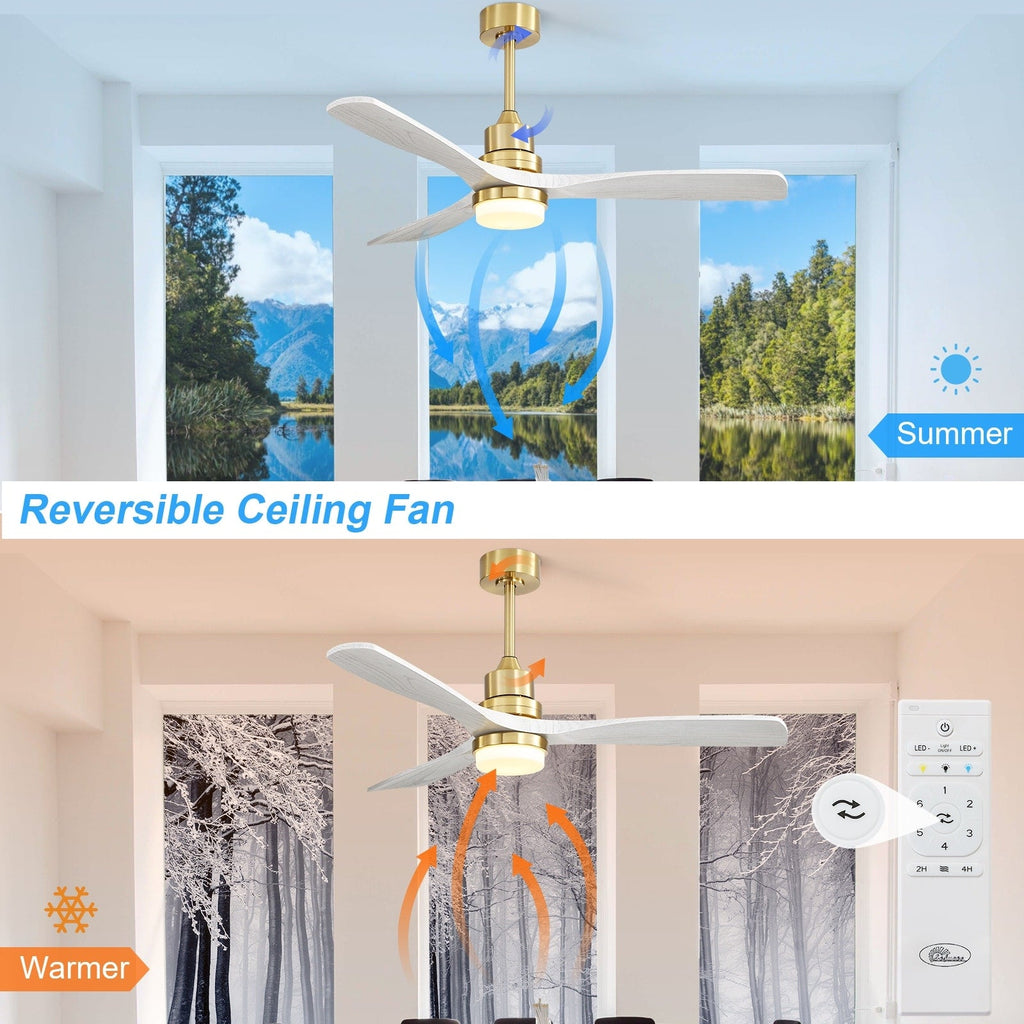 Sofucor 52 Indoor Wood Ceiling Fan Light with Remote, Integrated Light Optional