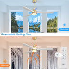 Sofucor 52 Indoor Wood Ceiling Fan Light with Remote, Integrated Light Optional