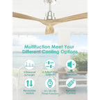 Sofucor 52 Indoor Wood Ceiling Fan Light with Remote, Integrated Light Optional