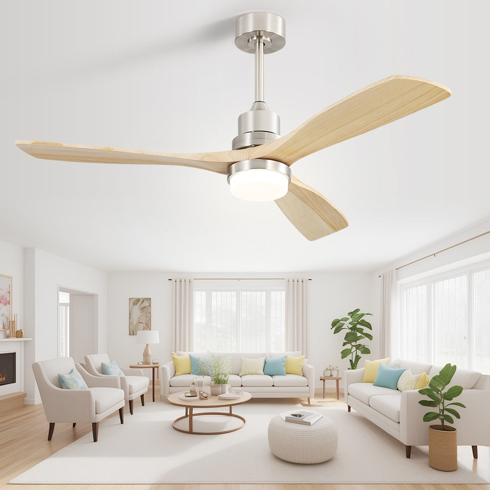 Sofucor 52 Indoor Wood Ceiling Fan Light with Remote, Integrated Light Optional