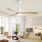 Sofucor 52 Indoor Wood Ceiling Fan Light with Remote, Integrated Light Optional