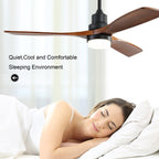 Sofucor 52 Indoor Wood Ceiling Fan Light with Remote, Integrated Light Optional