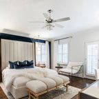 52-inch Chrome Wooden 5-blade Modern Crystal Ceiling Fan with Remote