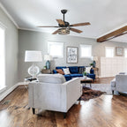 52 Farmhouse Driftwood 5-Blade Black Caged Ceiling Fan with Remote