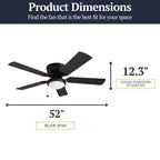 52 Prominence Home Benton Traditional Indoor LED Ceiling Fan with Light, Pull Chains