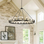 54-inch Round Wagon Wheel 24-light Chandelier