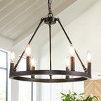 54-inch Round Wagon Wheel 24-light Chandelier
