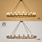 54-inch Round Wagon Wheel 24-light Chandelier