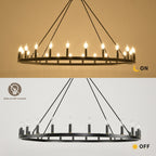 54-inch Round Wagon Wheel 24-light Chandelier