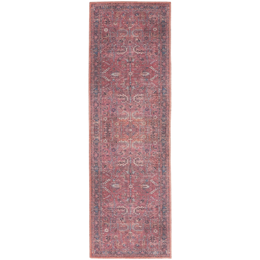 New Concept Washables Vintage Persian Floral Machine Washable Area Rug