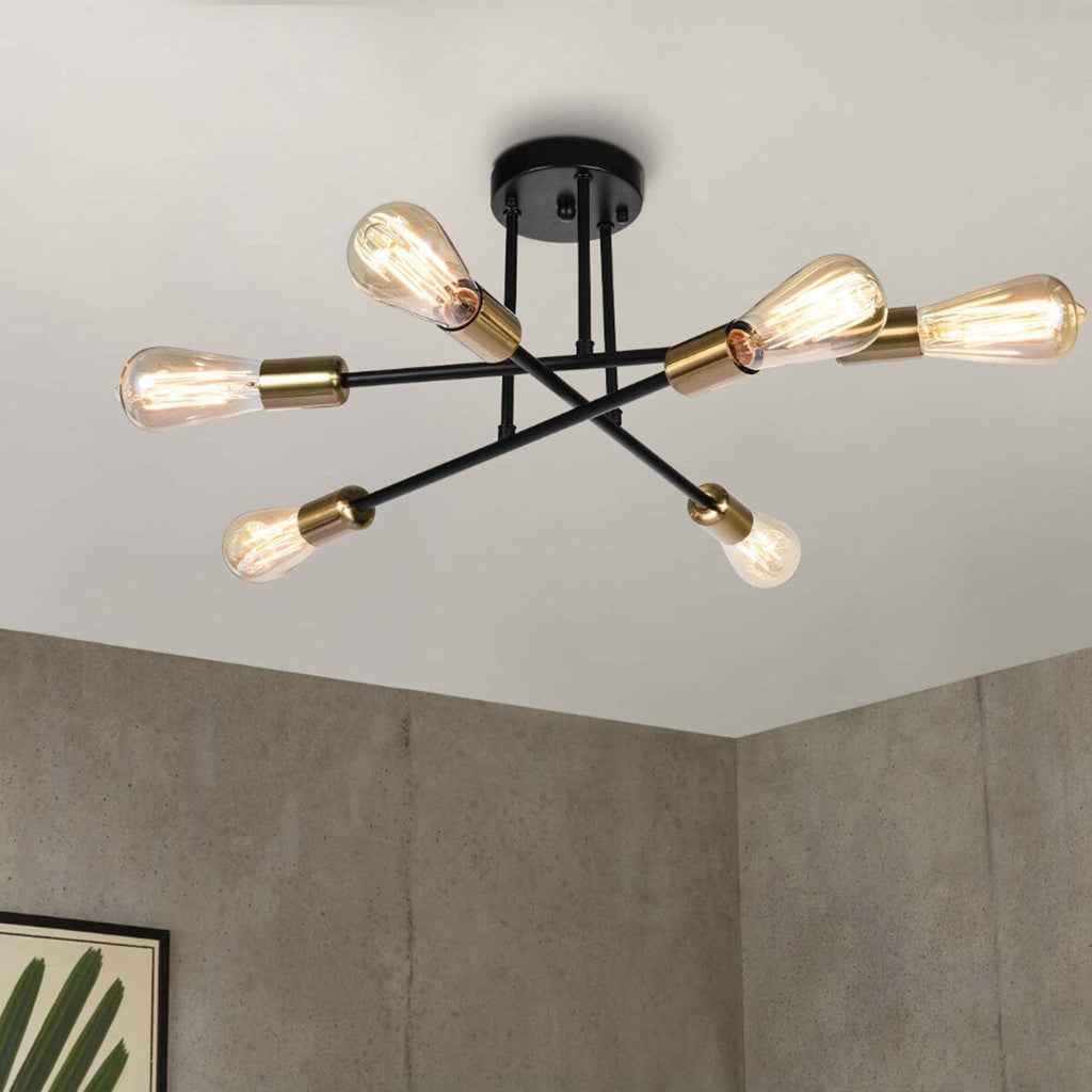 6 - Light Modern Metal 23.62'' Sputnik Semi-Flush Mount Ceiling Light
