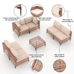 6 - Person Outdoor Sectional Seating Group with Cushions