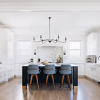 6 Light 64 Inches Minimalist Chandelier in Matte Black / Gold /Chrome - N/A