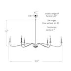 6 Light 64 Inches Minimalist Chandelier in Matte Black / Gold /Chrome - N/A