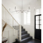 6 Light 64 Inches Minimalist Chandelier in Matte Black / Gold /Chrome - N/A