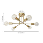 6 - Light Modern Metal 23.62'' Sputnik Semi-Flush Mount Ceiling Light