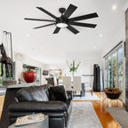 Moasis Matte Black 60-in 8-Blade Ceiling Fan with LED Light and Remote Control - 60