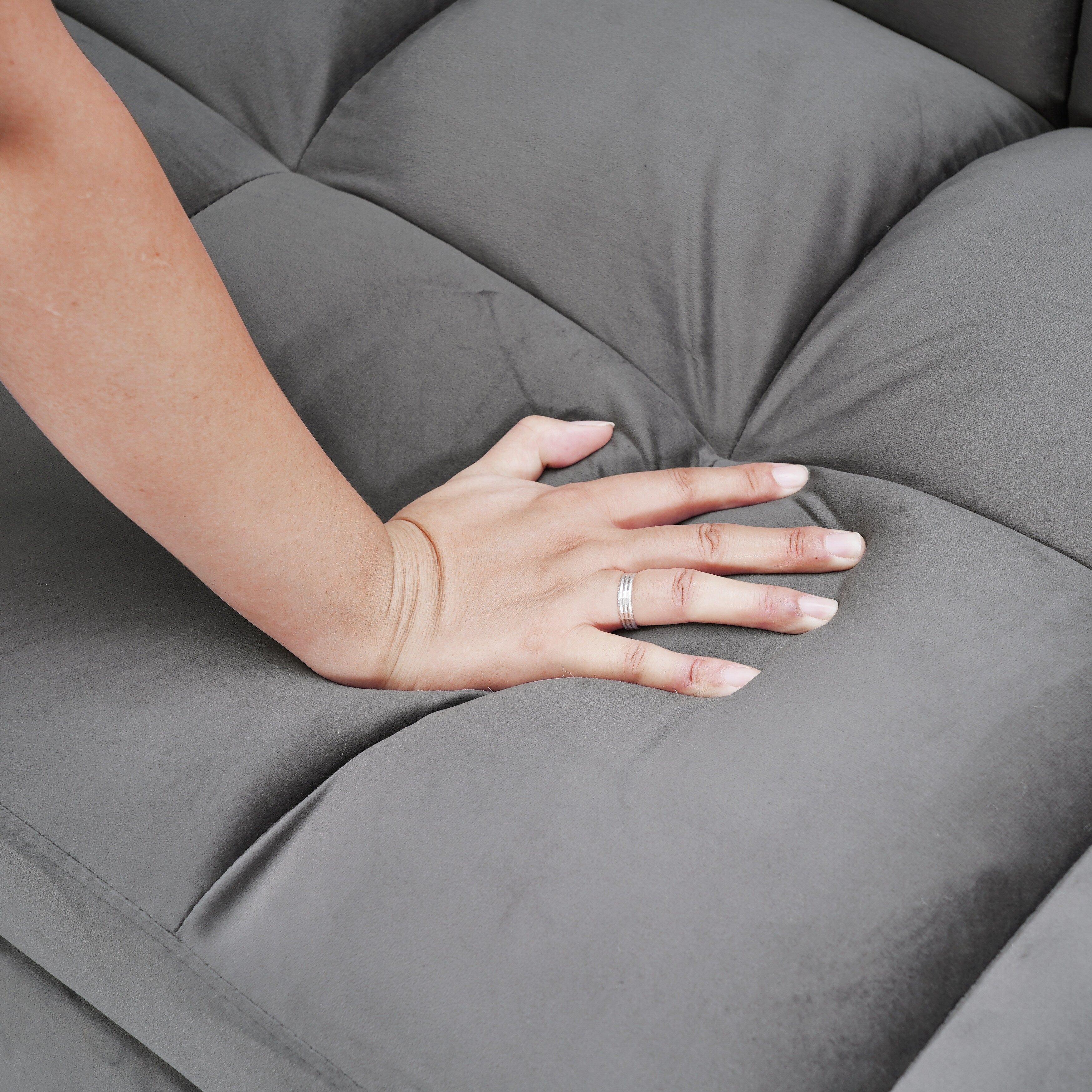 64.96 Velvet 3-in-1 Convertible Sofa Bed with Adjustable Back, Storage Pocket, and 500lb Weight Capacity