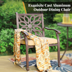 MAISON ARTS Cast Aluminum Dining Chairs/Patio Dining Set with Round Dining Table & 6 Cast Aluminum Patio Chairs