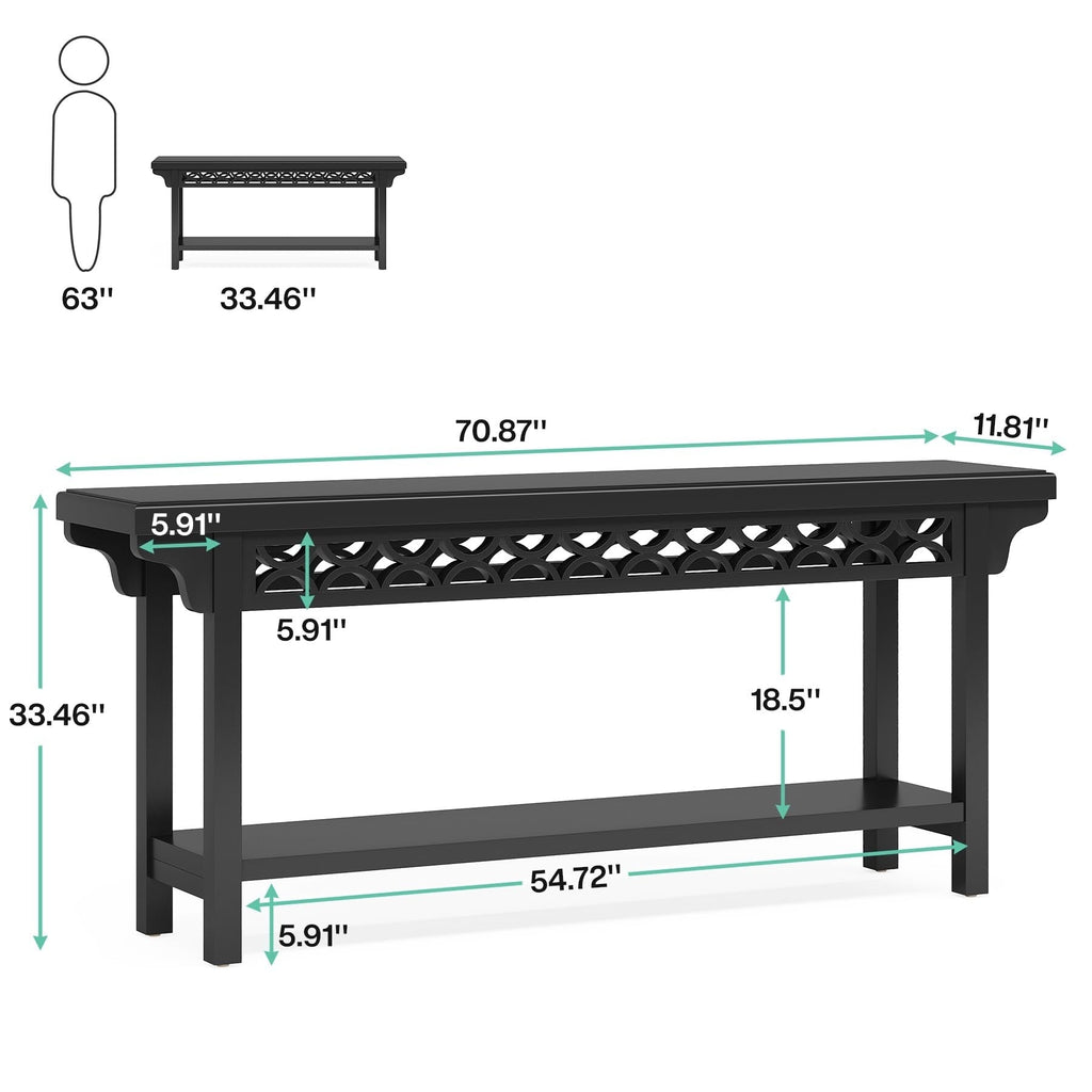 70.8 Inch Farmhouse Solid Wood Long Console Table Sofa Table